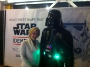 Kyra Bowling of Lucasfilm Ltd and Darth Vader at the Telus World of Science premiere